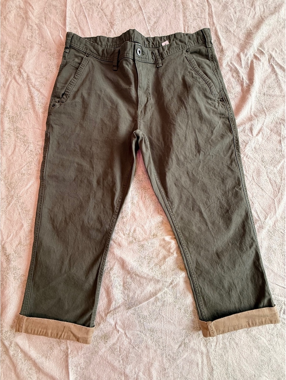 Eddie Bauer Men's Olive Green Carpenter Pants Size 38Waist